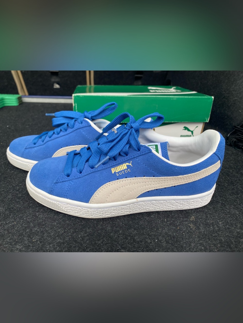 Puma Suede Classic Core Sneakers in Olympian Blue & Cream
